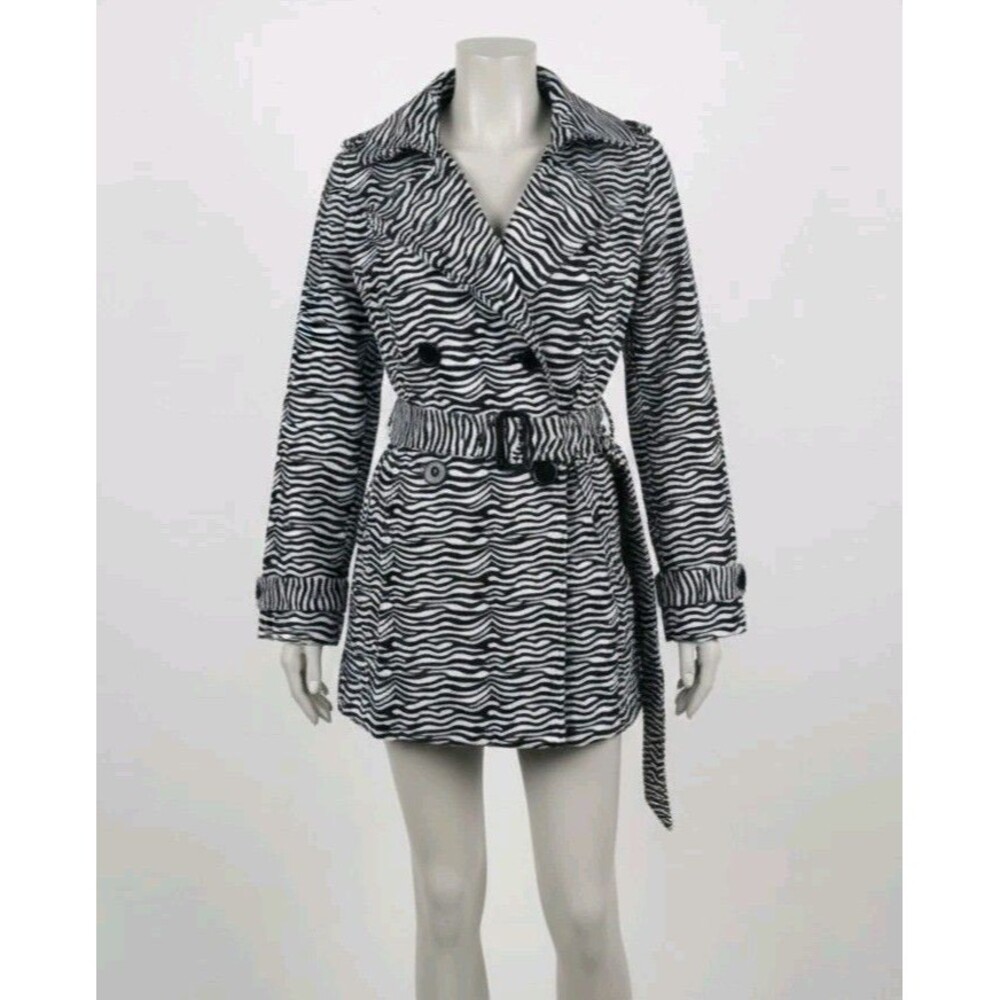 Mad Madele Zebra Print Belted Blazer Jacket Black White Women’s Size S Small NWT